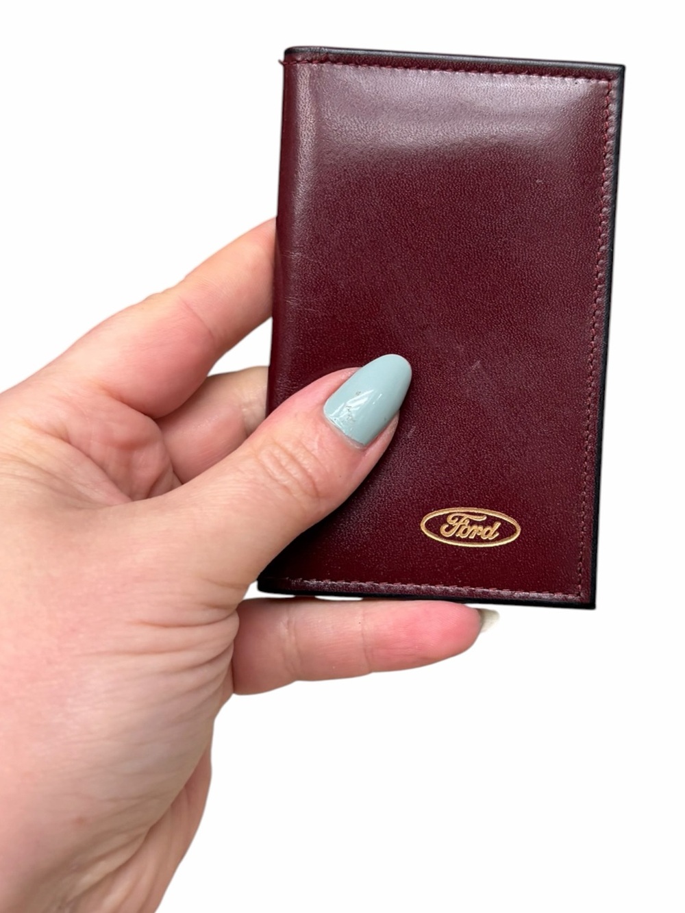 Vintage Ford Rolfs Estate Collection Wine Leather Business Card Case